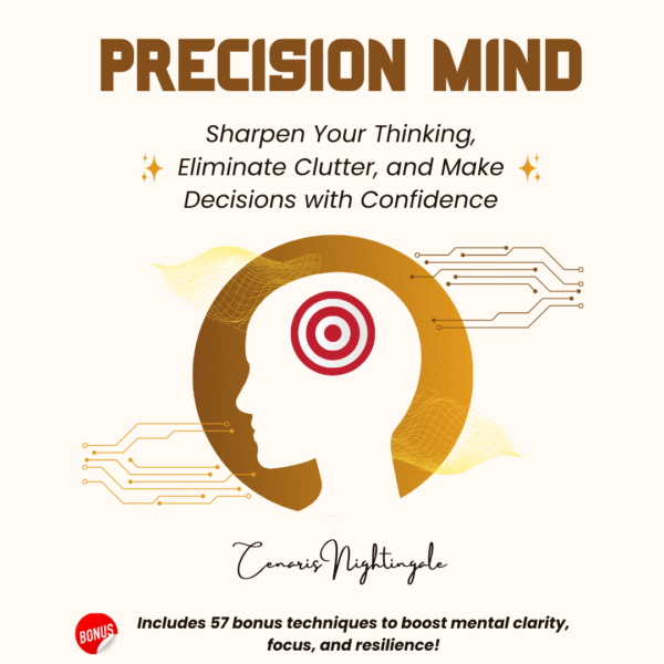Cover of the book "The Precision Mind" by Cenaris, showcasing strategies for clear thinking, decision-making, and mental resilience.