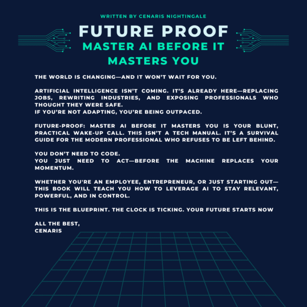 Book cover for “Future-Proof: Master AI Before It Masters You” — a no-fluff guide to surviving and thriving in the AI-driven workforce.